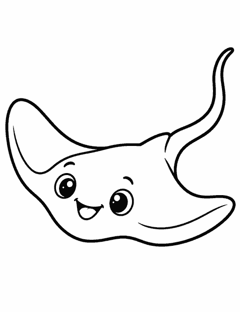 Smiling baby stingray coloring page