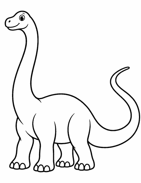 Diplodocus with a long neck coloring page