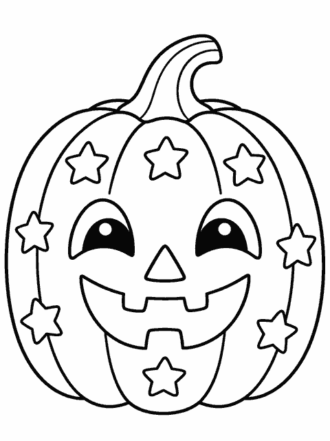 Friendly jack-o’-lantern coloring page