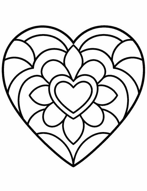 Heart mandala coloring page