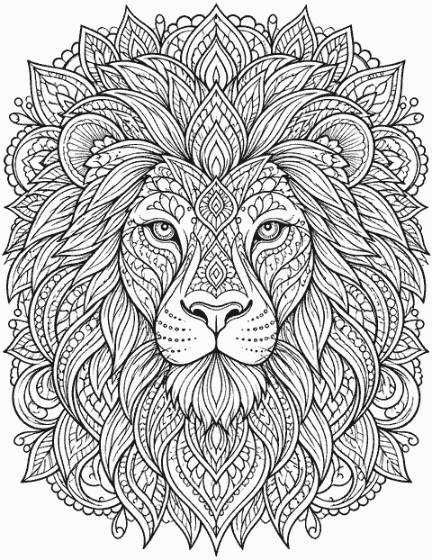 Lion mandala coloring page