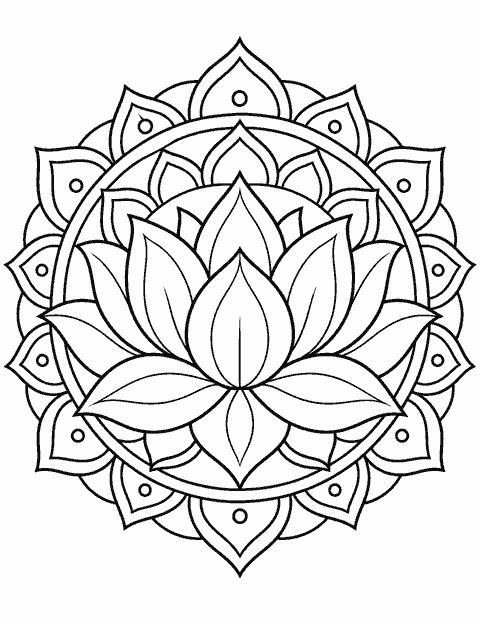 Lotus mandala coloring page