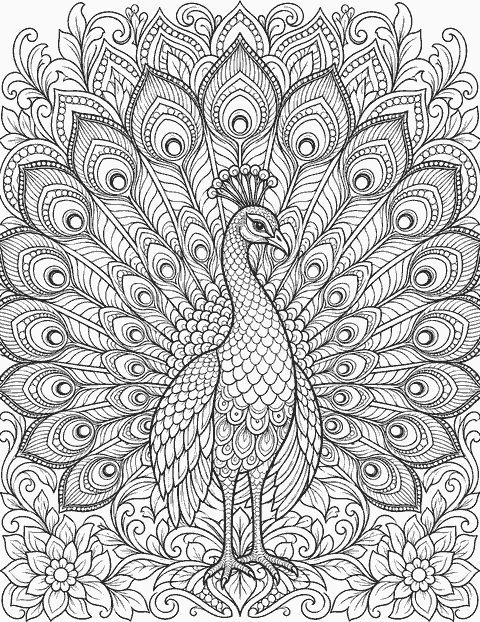 Peacock mandala coloring page