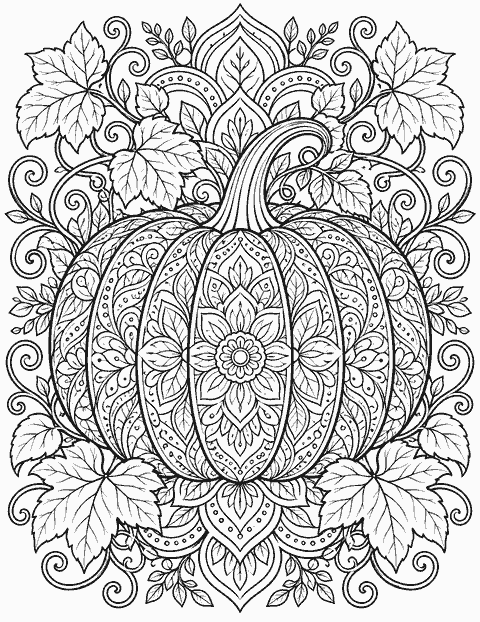 Pumpkin mandala coloring page