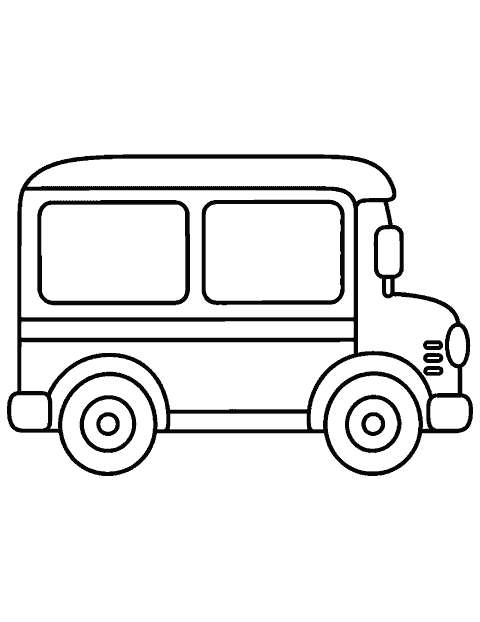 School bus with two large windows coloring page
