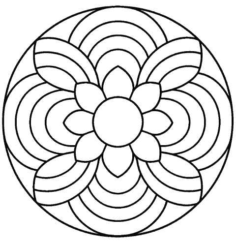 Simple rainbow mandala made of curved bands coloring page
