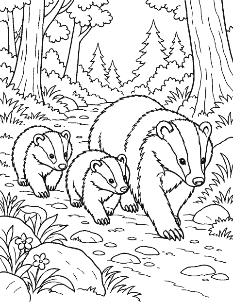 Squirrel building a nest in a tall oak coloring page