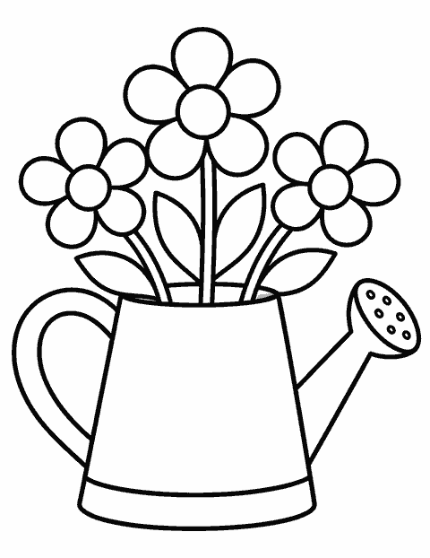 Watering can full of flowers coloring page